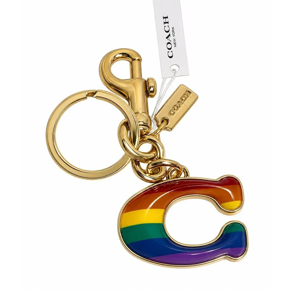 NWT NEW COACH 3D Signature Bag Charm Key Ring Chain Rainbow Keychain -RARE #1633